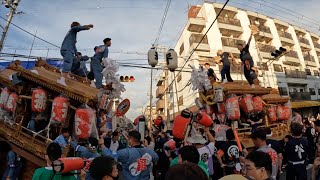 平野郷杭全神社夏祭り　試験曳き　４　二町合同（背戸口組・流町）2022年6月25日