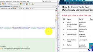 delete Row dynamically using Javascript