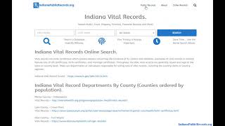 Indiana Vital Records Online Search.