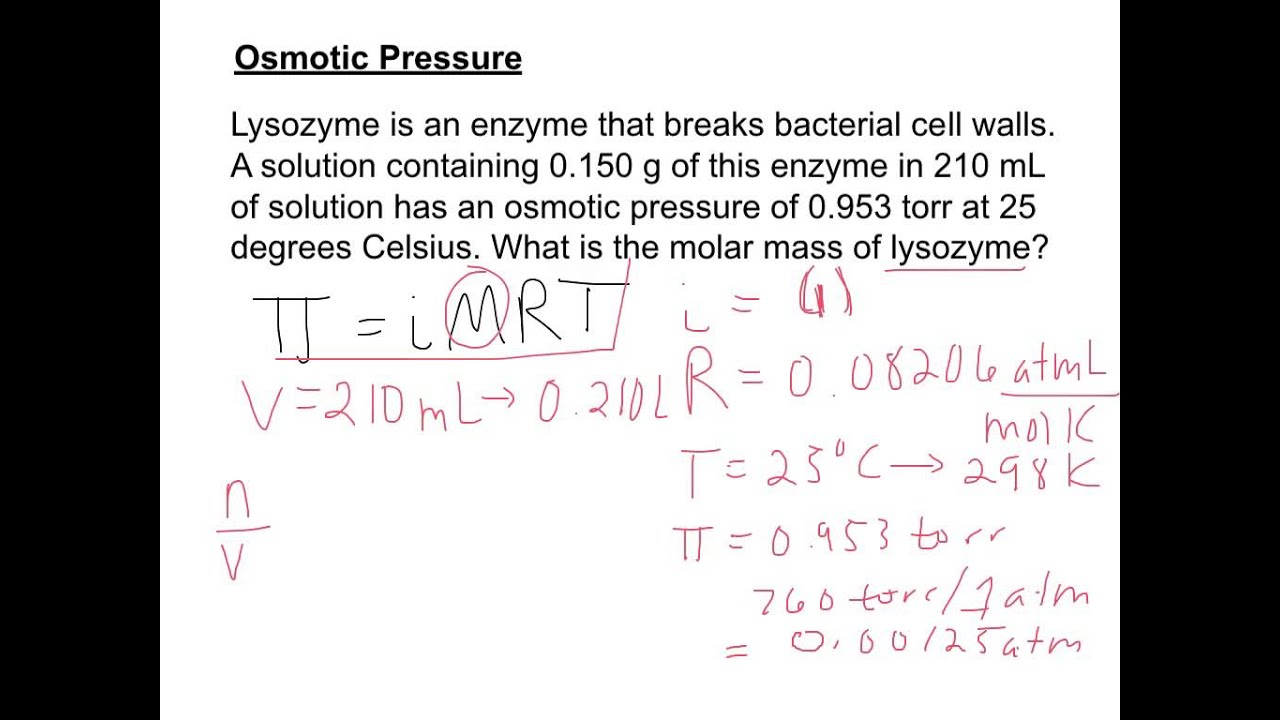 Osmotic Pressure Example - YouTube