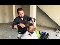 small height big transformation haircut for a homeless man