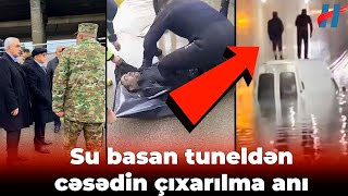 Bakıda tuneldə batan şəxsin görüntüsü - Kəmaləddin Heydərov su basmış ərazilərdə