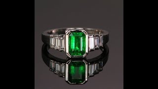 Platinum Emerald and Diamond RIng 1.0 Carats