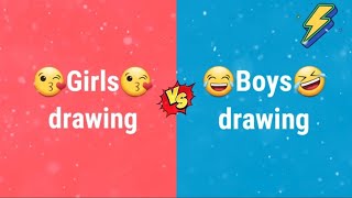 Girls vs Boys 😎 | Girls drawing vs Boys drawing
