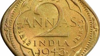 BRITISH EAST INDIA COMPANY  2 aana coin george v king 1919 | indian 2 aana 1959 |half aana 1377,1806