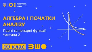 10 клас. Алгебра і початки аналізу. Парні та непарні функції. Частина 2