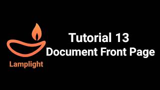 Lamplight Tutorial 13 - Document Front Page