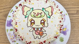 キャラケーキの作り方　キミとアイドル　プリキュア　　プリルンのケーキ