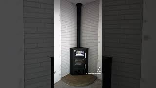 Estufa de leña de rincón con horno en inox CH-9 R #chimenea