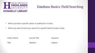 Database Basics: Field Searches