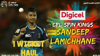 Sandeep lamichhane bowling in CPL 2020 Match 2