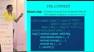 Testing business logic using DSLs in Clojure by Mayank Jain at Functional Conf'15