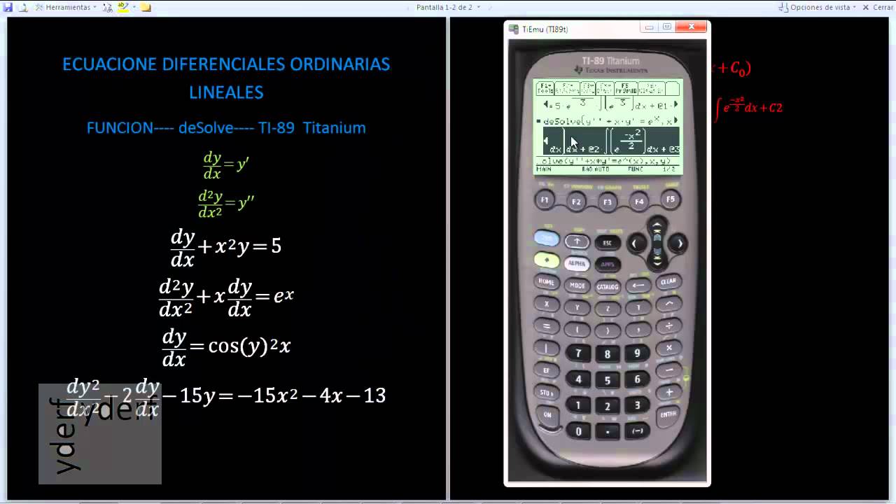 Ecuaciones Diferenciales Función DeSolve .......TI 89 Titanium - YouTube