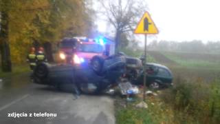 Kobieta zmarła. Zderzyły się 3 auta. Wypadek na trasie Malbork - Dzierzgoń 16.10.2014