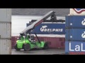 4K| SMV 4535 TB5 Reach Stacker Unloads & Loads Containers On Trucks