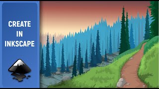 Made with Inkscape (Speed Art): Sunset over the forest