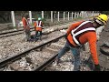 by hand wooden railway sleeper replacement using concrete sleepers srt thailand thai railways