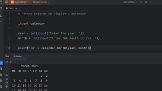 Calendar in python | Python program to display calendar in Hindi | Python Program | Python Tutorial