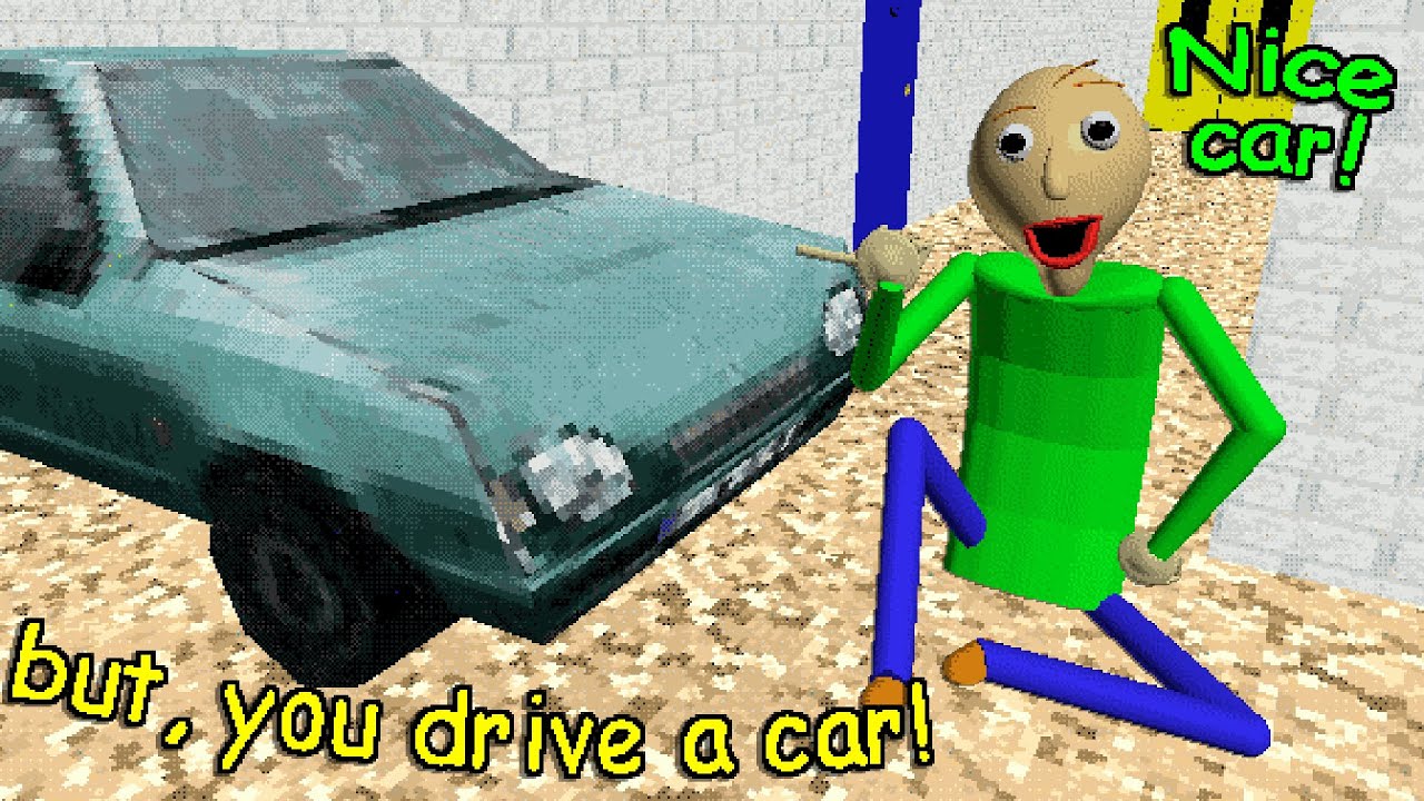 Driving A Car In Baldi S Schoolhouse Baldi S Basics Mod Youtube