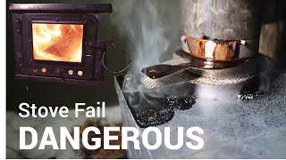 Solo Winter Bushcraft Shelter - Dangerous Wood Stove Fail - Hot Tent Camping - Wilderness Survival