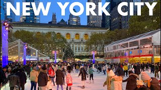 New York City Christmas Market Crowds at Bryant Park Dog POV