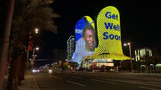 'Get well soon' message for Pele is projected on building in Qatar