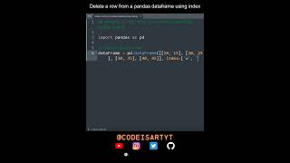 Delete a row from a pandas dataframe using index | Python Data Engineering | Python Coding Tutorial