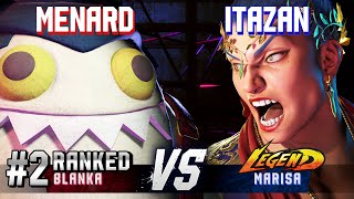 SF6 ▰ MENARD (#2 Ranked Blanka) vs ITAZAN (Marisa) ▰ High Level Gameplay