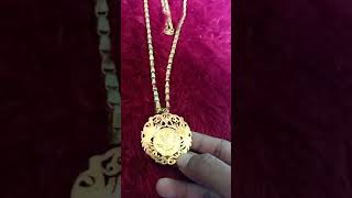 KALUNG WANITA LAPIS EMAS 24 KARAT MOTIF PADI DAN LIONTIN KOIN