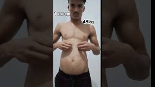 48kg to 58kg 1 year transformation|| without gym.! #shorts