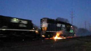 Norfolk Southern Locomotive ON FIRE !!!