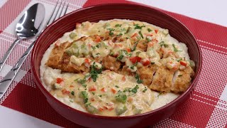 Easy Cajun Chicken with Grits Recipe| Brunch Idea