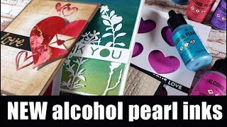 NEW Alcohol pearl inks | turning inked backgrounds into 6 cards