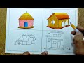 4 different types of houses drawing how to draw different types of houses