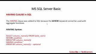 Part36 Having Clause in SQL | Difference between Having and Where | SQL Tutorials | Beginners