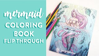 MERMAID COLORING BOOK Flip Through | Fantasy Adult Coloring Book with Mermaids