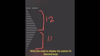 C Programming Code : Nested Loop, Pattern display - Arrow