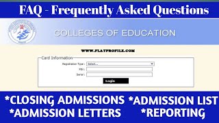 CoE Admissions: Closing, Admission List, Admission Letters and Reporting Dates discussed.