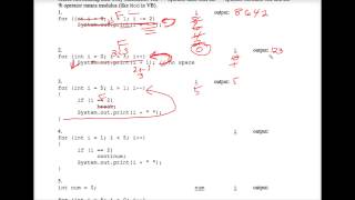 Java For Loop Worksheet #2