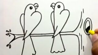 how to Draw birds from 1212 - very easy drawing of birds (step by step)
