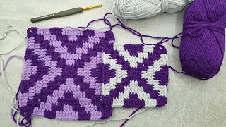 Crochet Solid Square - Motif Diamonds | Beautiful and Easy Continuous Square