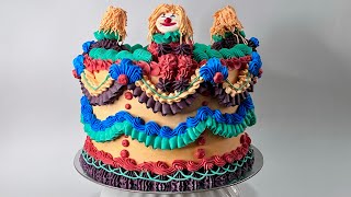 Vintage Style Clown Cake Tutorial | Colorful Lambeth Piping