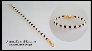 Elegant bracelet making with pearl and seed beads. Beaded bracelet tutorial. Very easy for beginners