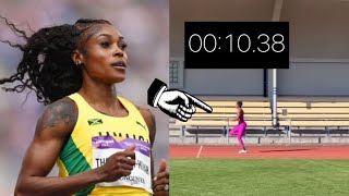 WHOA! Watch Elaine Thompson-Herah Run A 10.38 100m While Training!