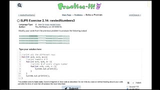 Java Practice It || 2.14 nestedNumbers3 || nested for loops