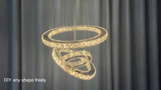 UB-234-WJ 3 rings customized modern crystal chandelier