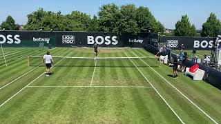 Tsitsipas Mini Tennis warm up with Feliciano Lopez