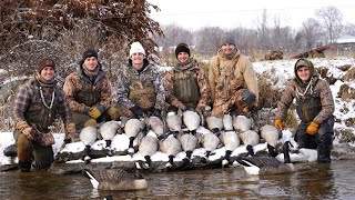 Hunting SMALL WARM WATER for geese in the snow. 5 MAN LIMIT