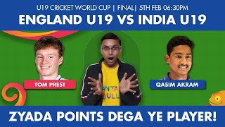 England U19 vs India U19 Dream11 Team U19 WC FINAL EN-U19 vs IN-U19 Prediction 5th Feb Fantasy Gully