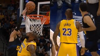 LeBron James stares down Jamal Murray after blocking his poster dunk attempt 😳